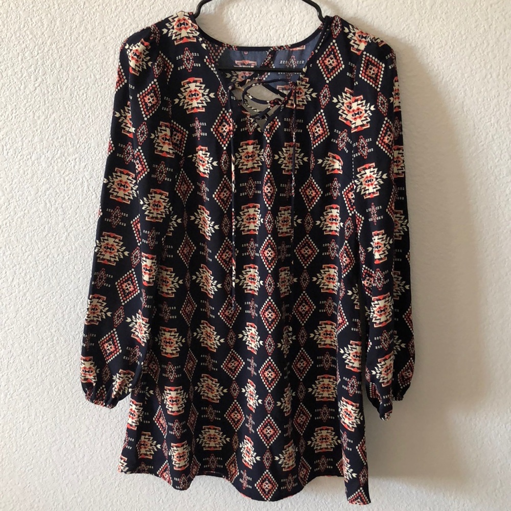 Xhilaration navy tribal print dress